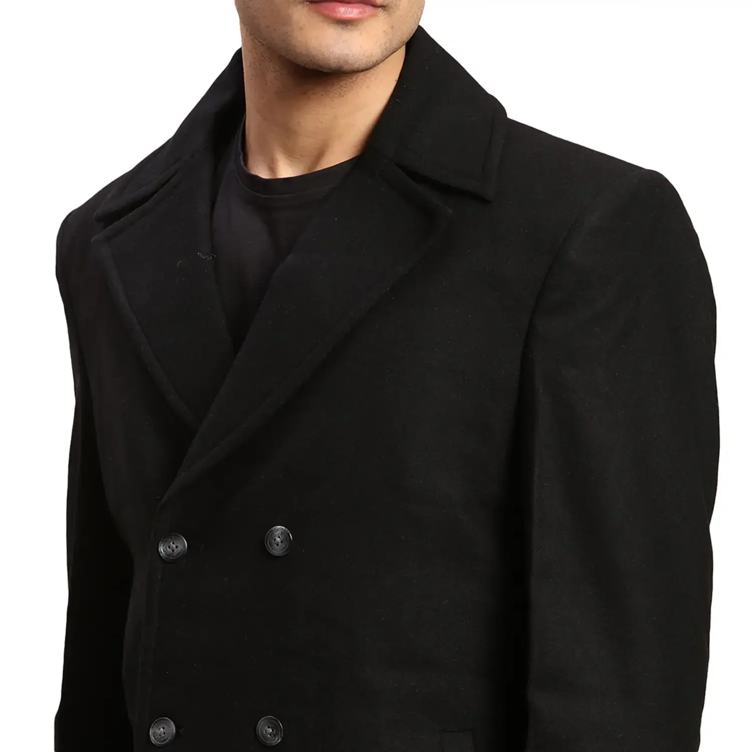 Colorplus Men Black Solid Regular Fit Wool Blend Bomber Jacket - Image 6