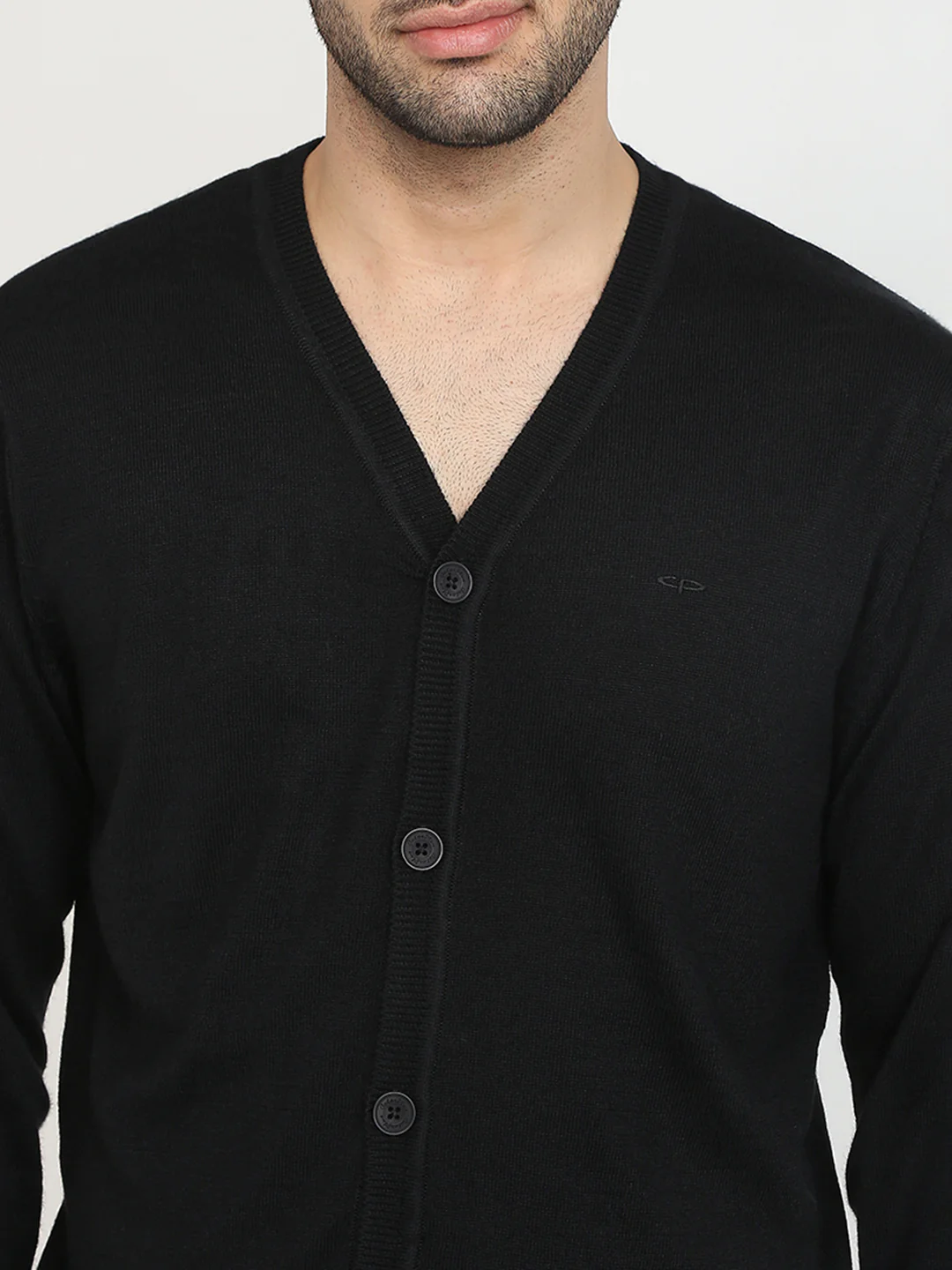 Colorplus Men Black Solid Regular Fit Wool Blend Full Sleeve V Neck Collar Sweater - Image 6