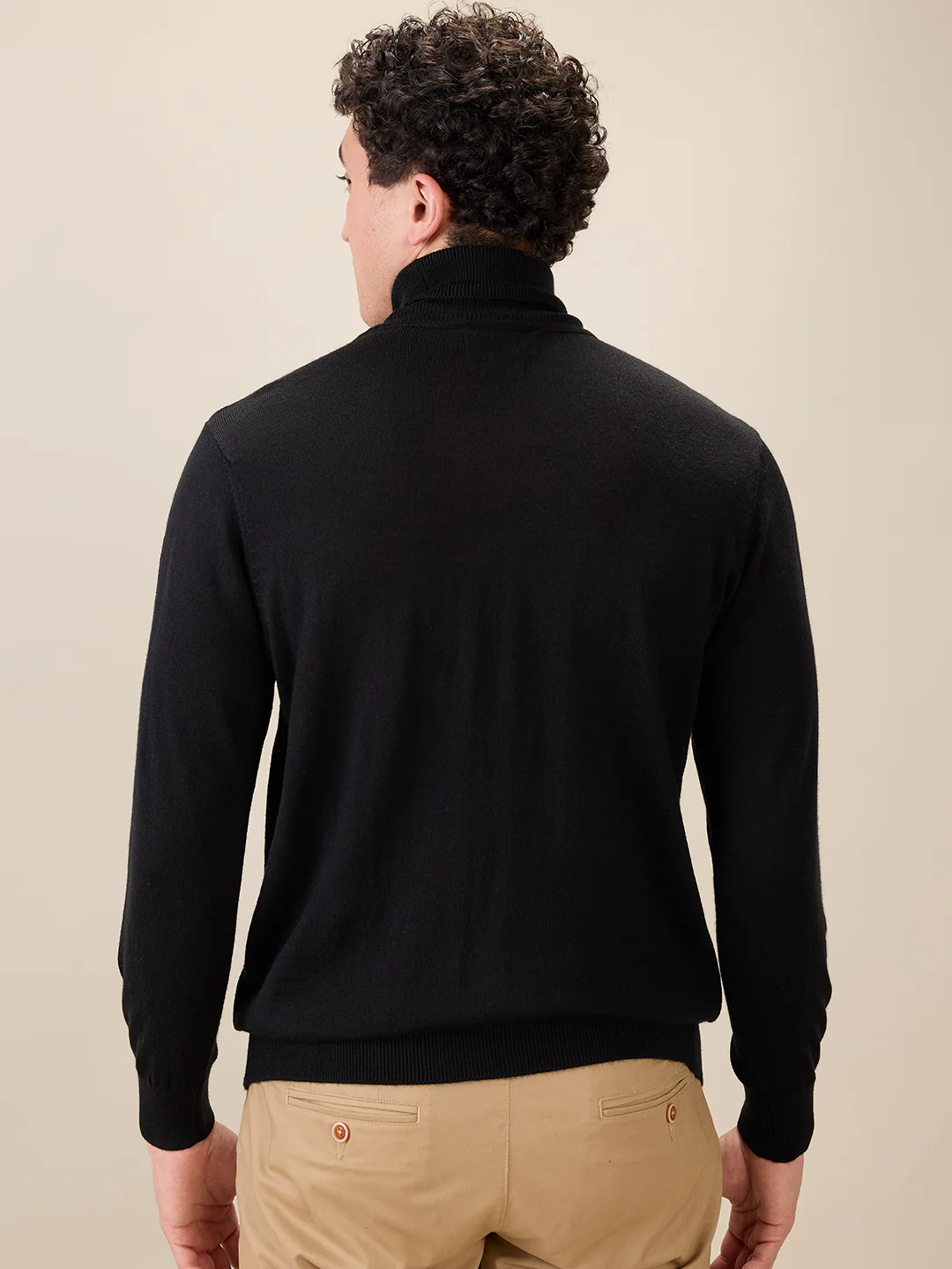 Colorplus Men Black Solid Regular Fit Wool Blend Sweatshirt - Image 4