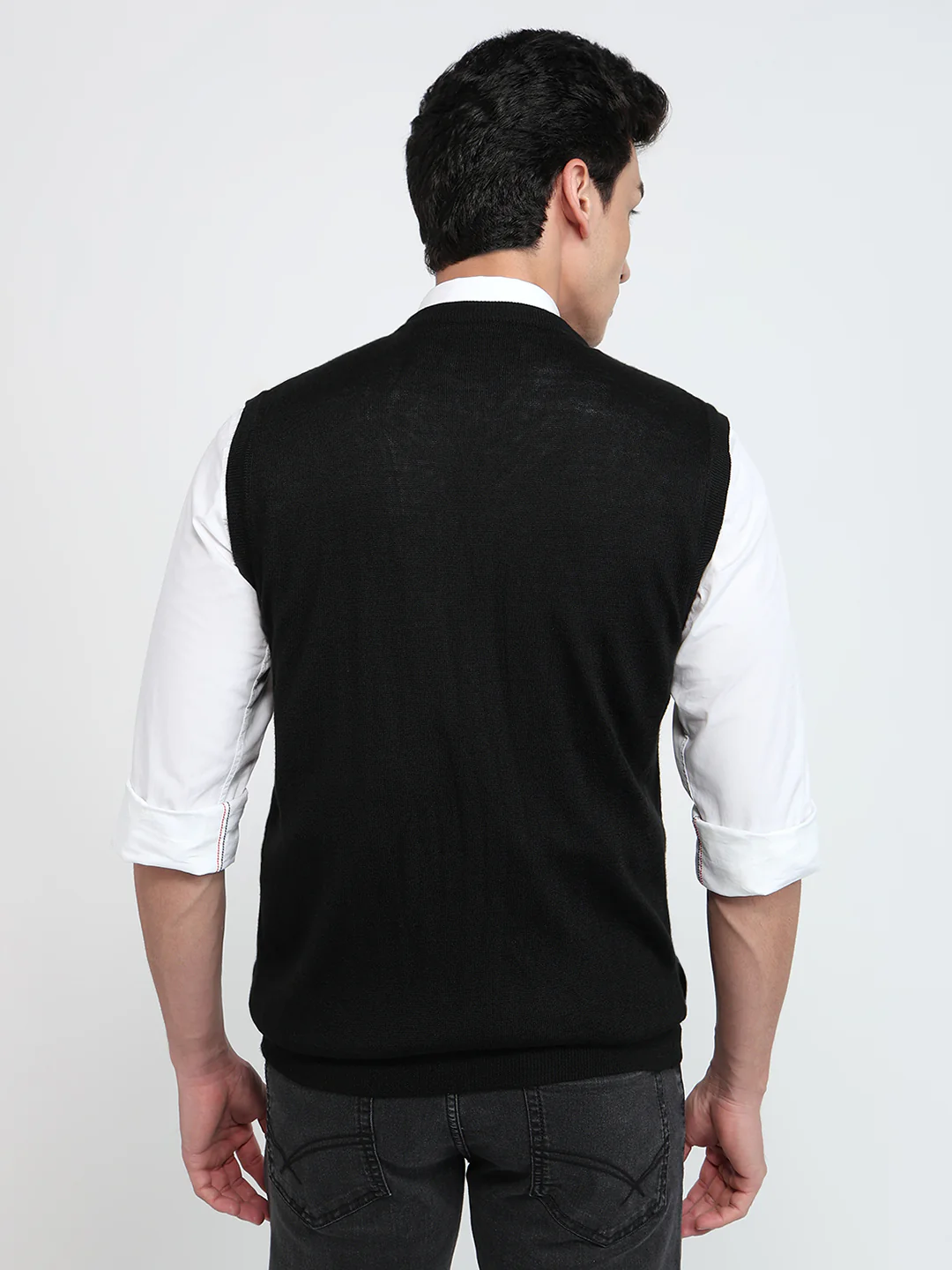 Colorplus Men Black Structure Regular Fit Acrylic Sweatshirt - Image 4