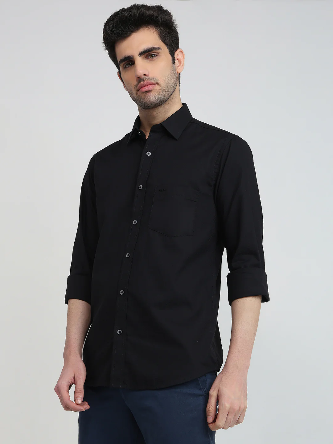Colorplus Men Black Structure Regular Fit Cotton Shirt - Image 2