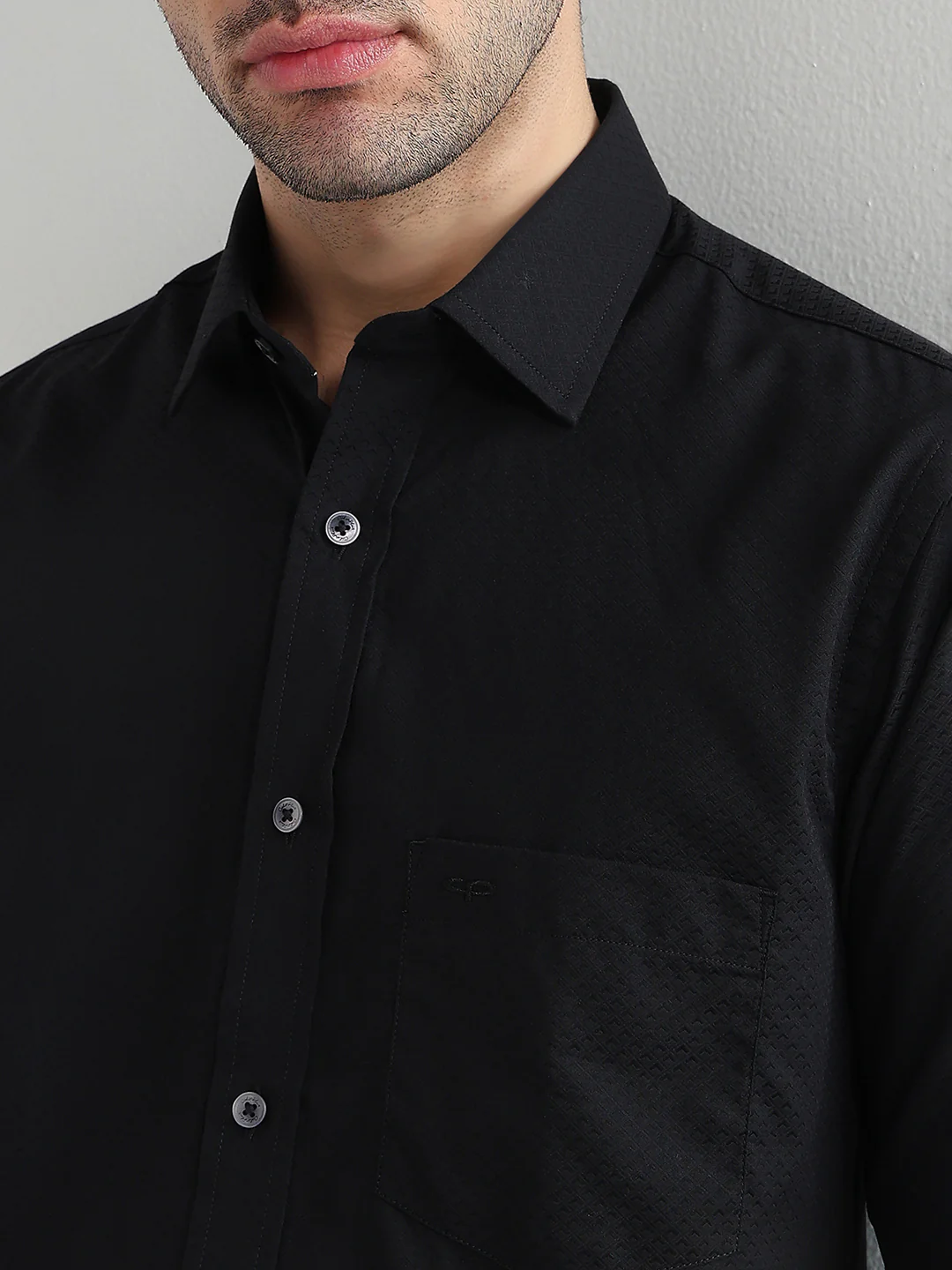 Colorplus Men Black Structure Regular Fit Cotton Shirt - Image 6