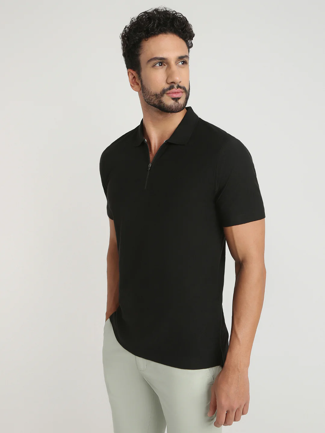 Colorplus Men Black Structure Regular Fit Cotton T-Shirt - Image 3