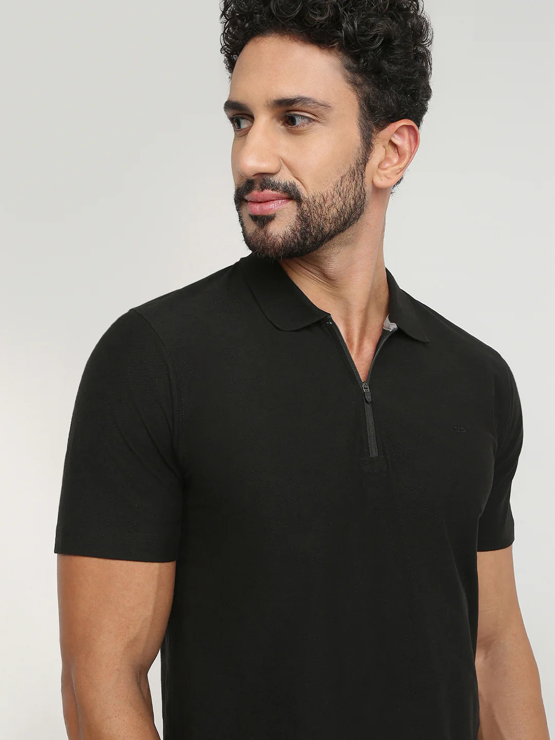 Colorplus Men Black Structure Regular Fit Cotton T-Shirt - Image 6