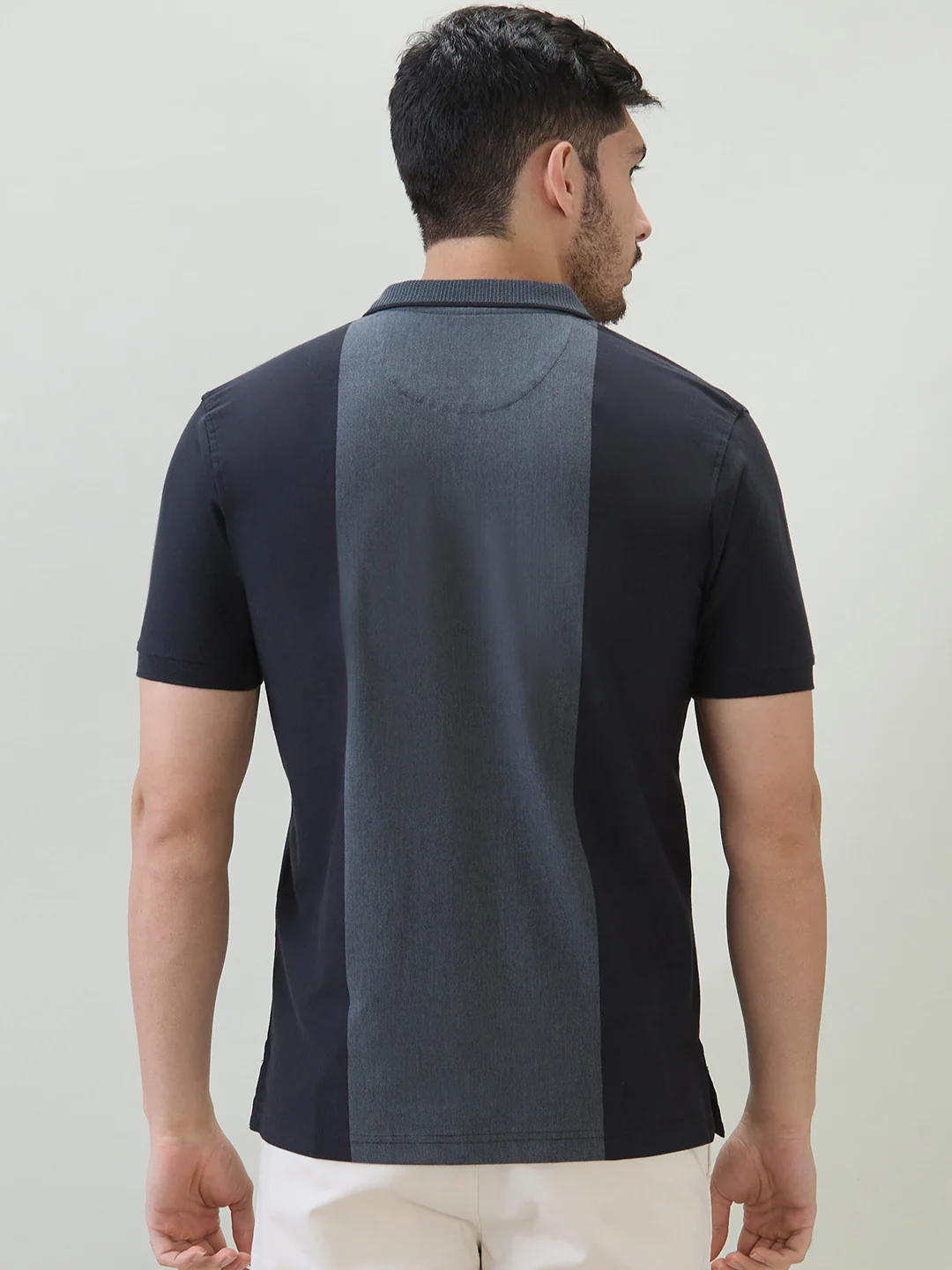 Colorplus Men Black Structure Regular Fit Cotton T-Shirt - Image 4