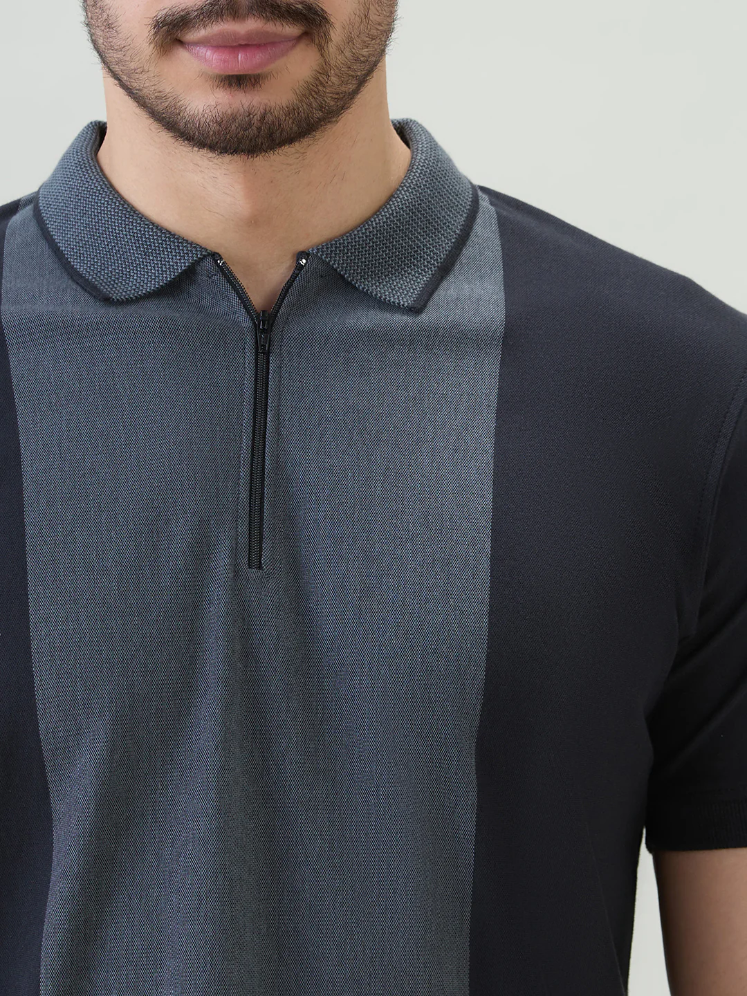 Colorplus Men Black Structure Regular Fit Cotton T-Shirt - Image 6
