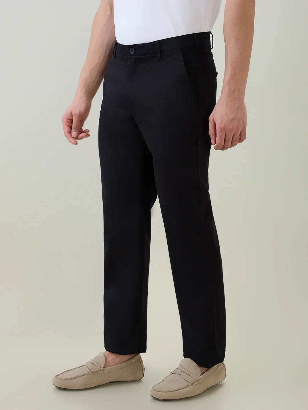 Colorplus Men Black Twill Regular Fit Cotton Blend Trouser - Image 2