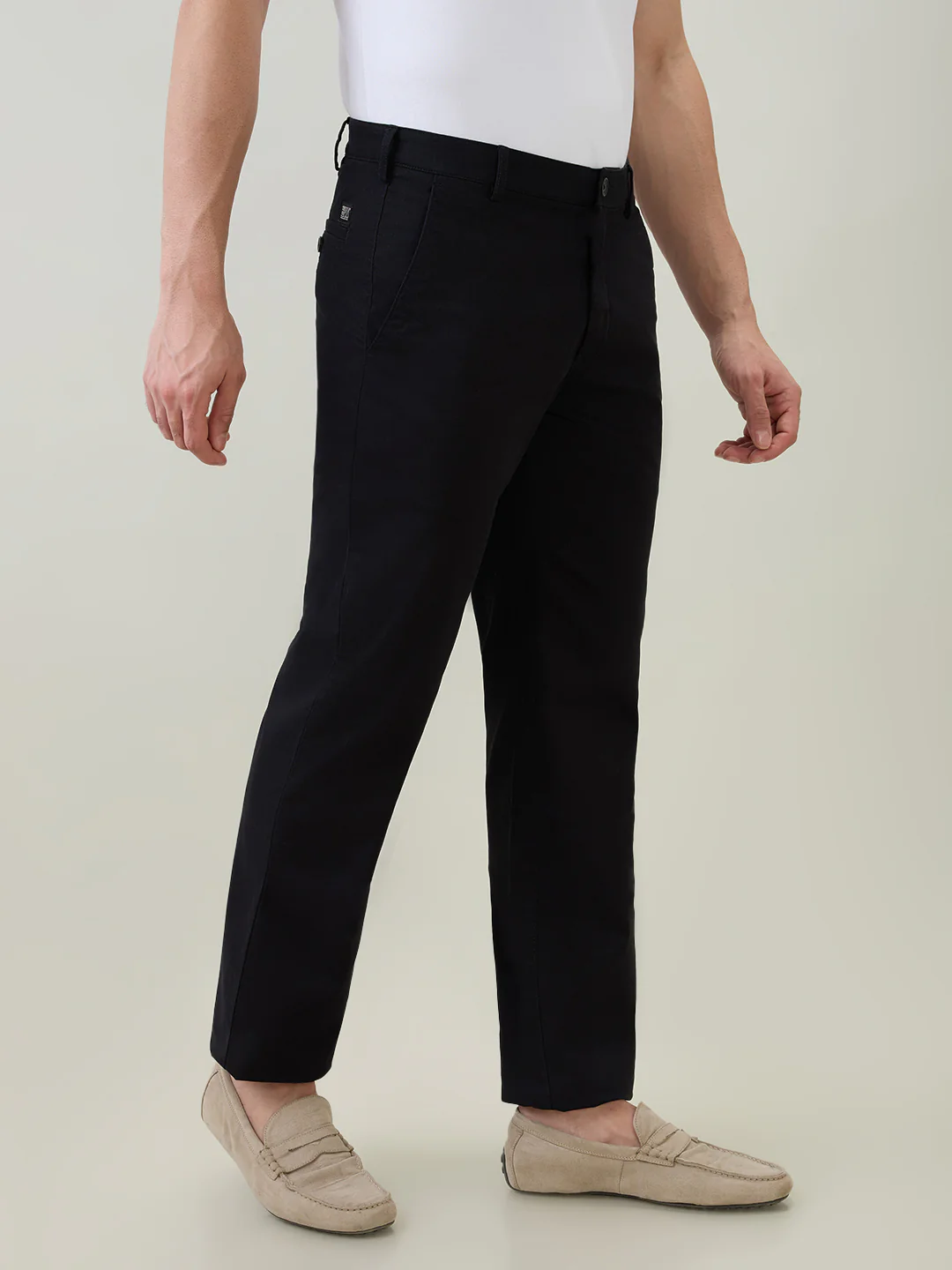 Colorplus Men Black Twill Regular Fit Cotton Blend Trouser - Image 3