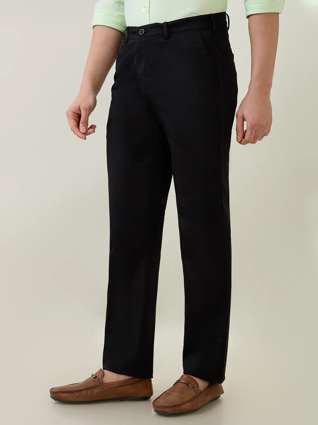 Colorplus Men Black Twill Regular Fit Cotton Blend Trouser - Image 2