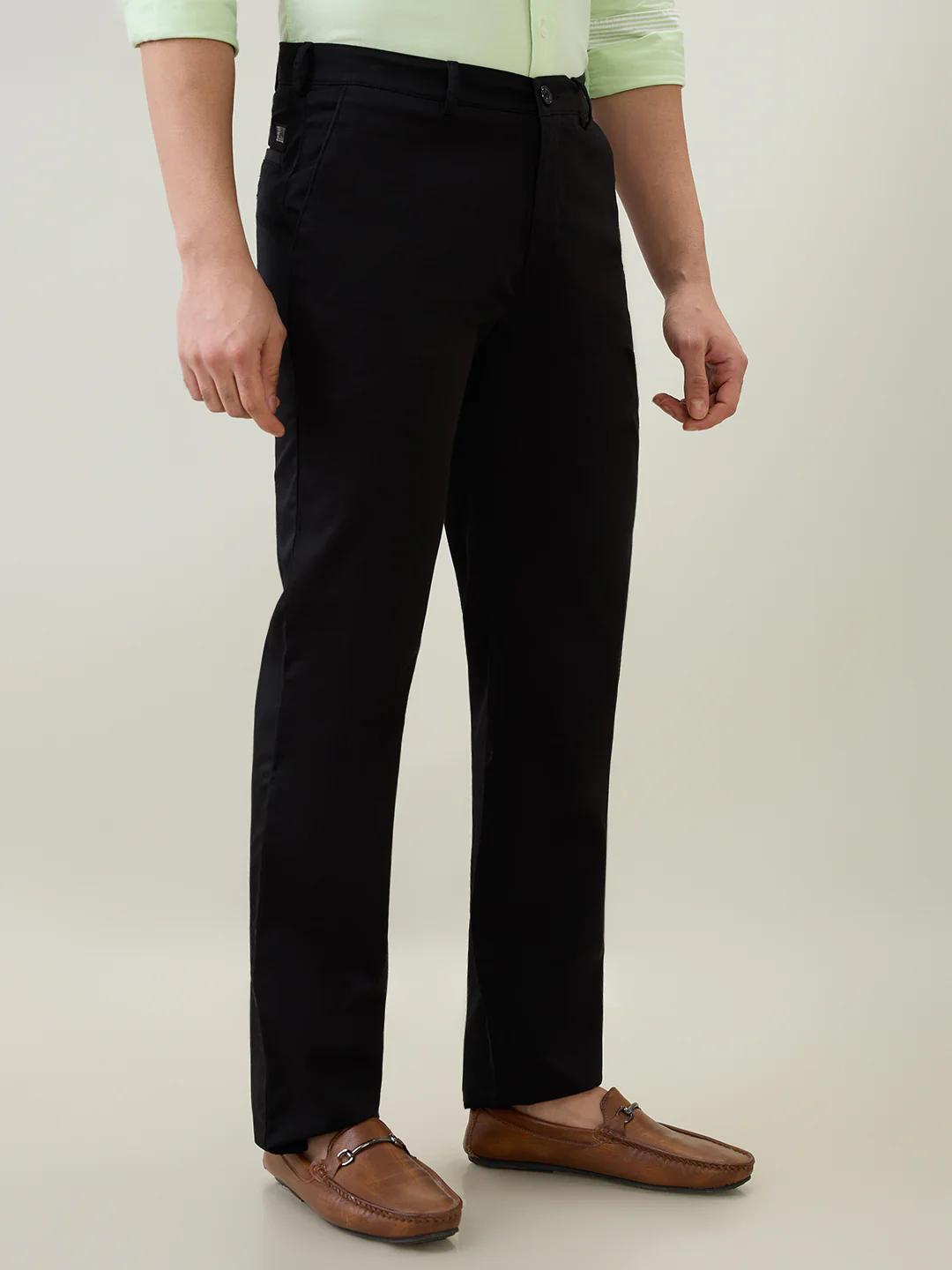 Colorplus Men Black Twill Regular Fit Cotton Blend Trouser - Image 3