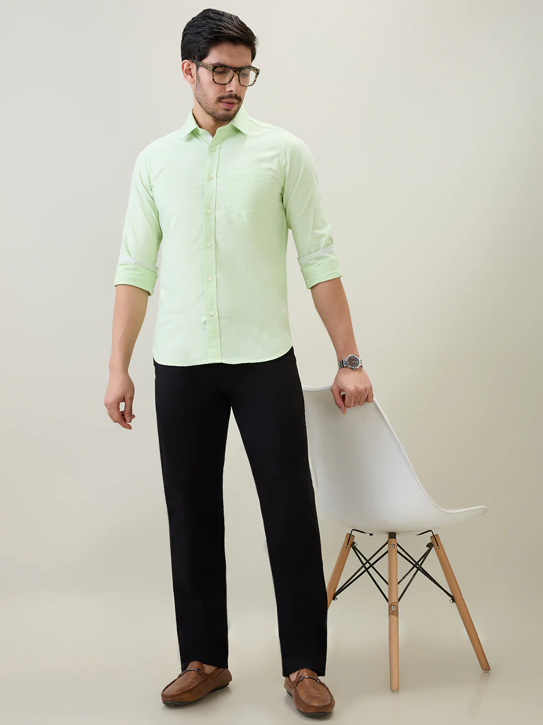 Colorplus Men Black Twill Regular Fit Cotton Blend Trouser - Image 6