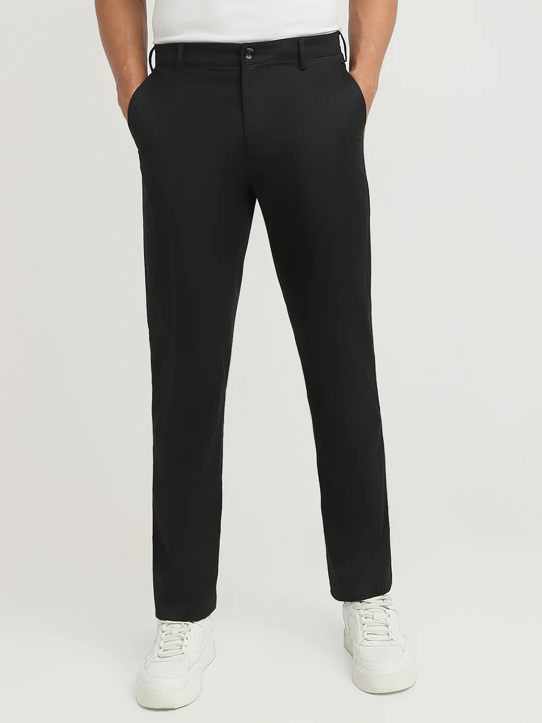 Colorplus Men Black Twill Regular Fit Cotton Trouser