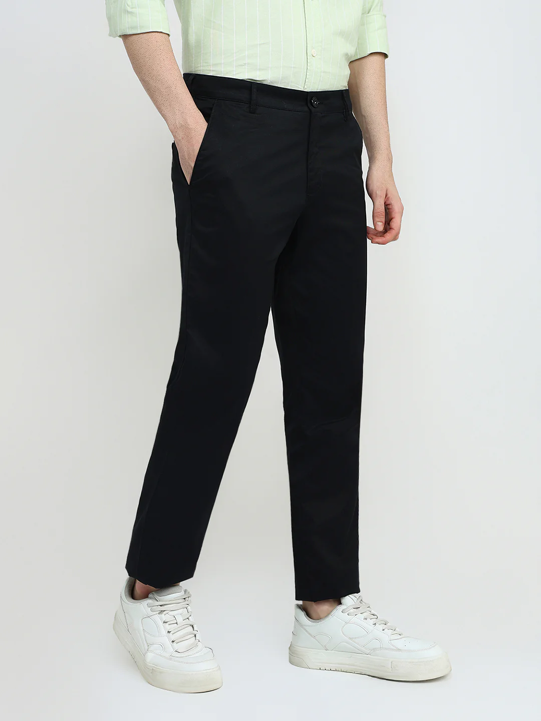 Colorplus Men Black Twill Slim Fit Cotton Trouser - Image 3