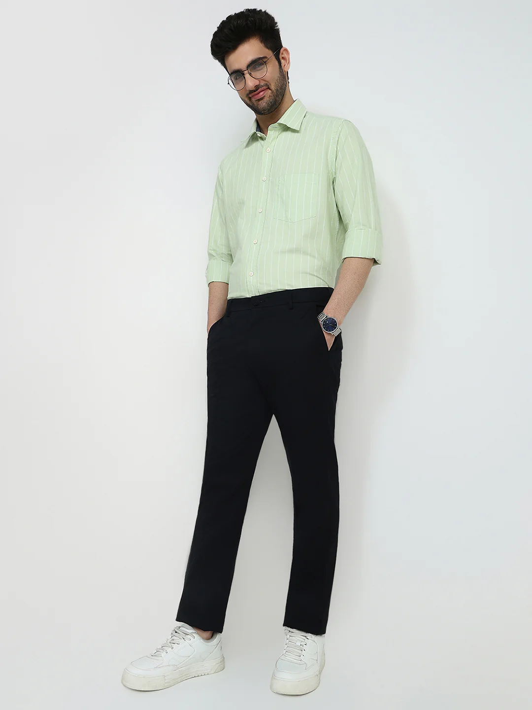 Colorplus Men Black Twill Slim Fit Cotton Trouser - Image 5