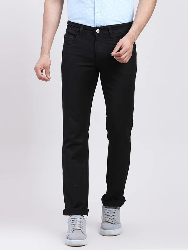 Colorplus Men Black Woven Design Slim Fit Jeans