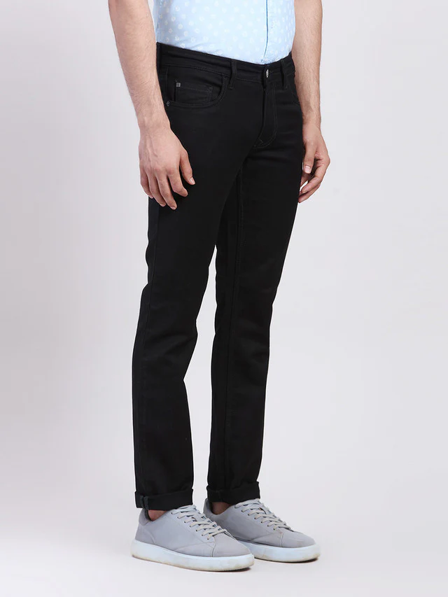 Colorplus Men Black Woven Design Slim Fit Jeans - Image 2