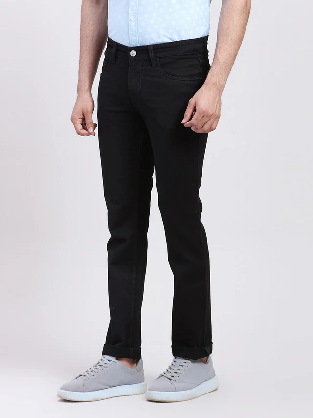 Colorplus Men Black Woven Design Slim Fit Jeans - Image 3