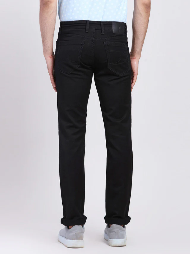 Colorplus Men Black Woven Design Slim Fit Jeans - Image 4