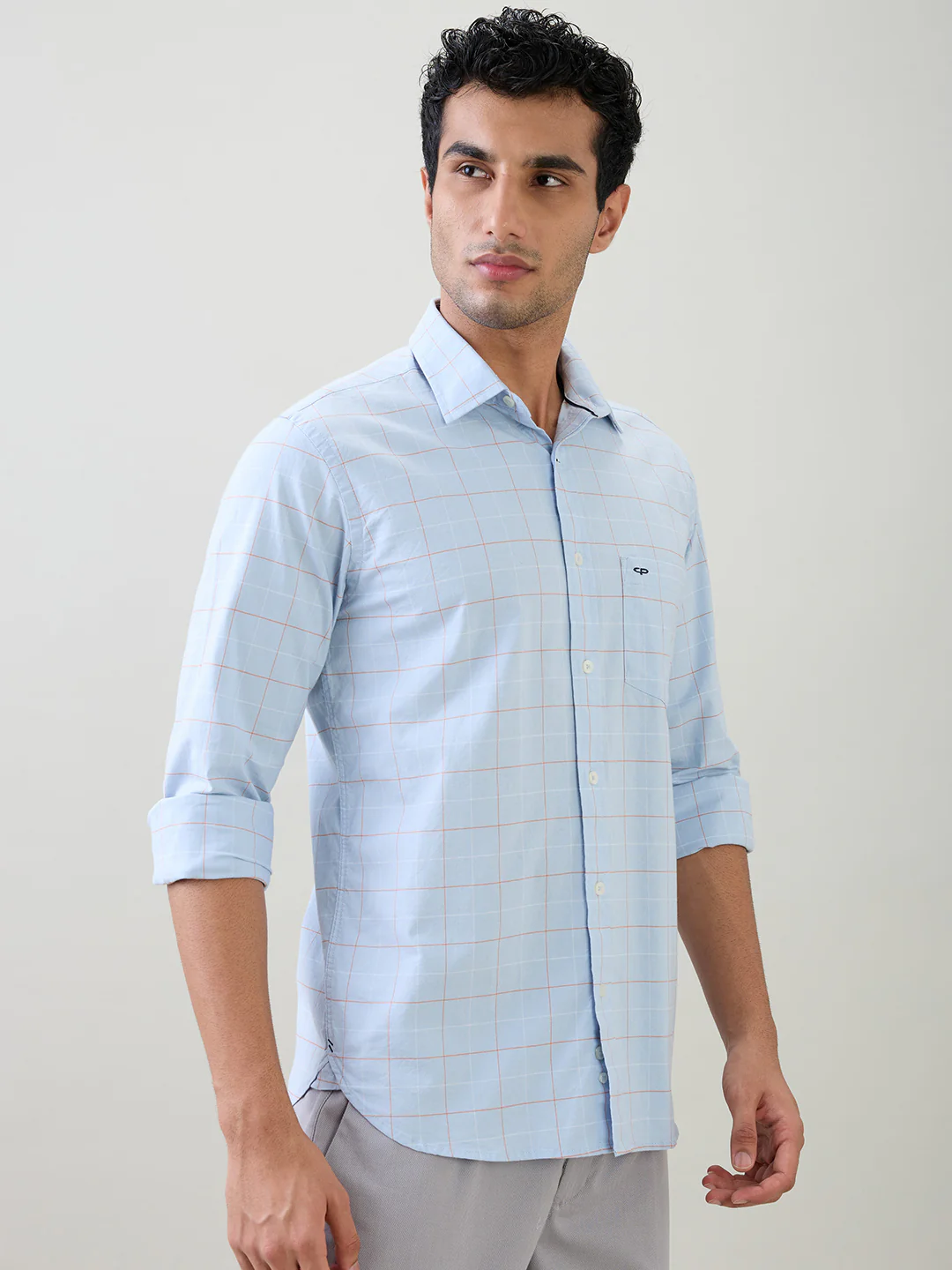 Colorplus Men Blue Checks Regular Fit Cotton Blend Full Sleeve Casual Shirt - Image 2