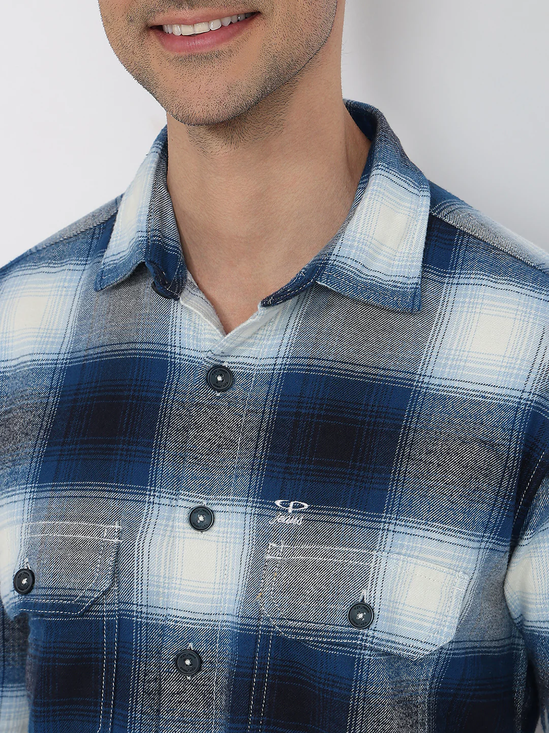 Colorplus Men Blue Checks Regular Fit Cotton Casual Shirt - Image 6