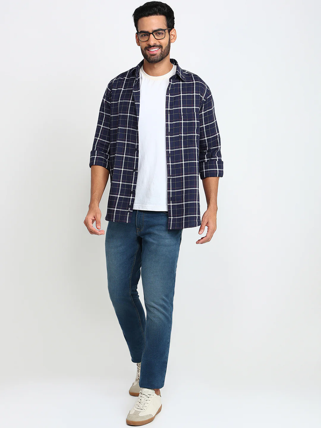 Colorplus Men Blue Checks Regular Fit Cotton Casual Shirt - Image 5