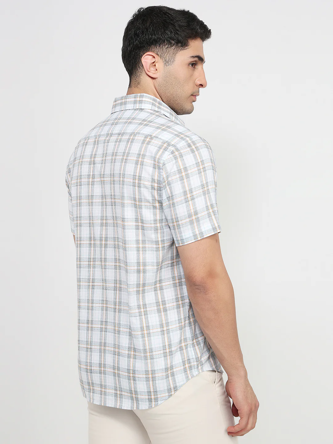 Colorplus Men Blue Checks Regular Fit Cotton Shirt - Image 4