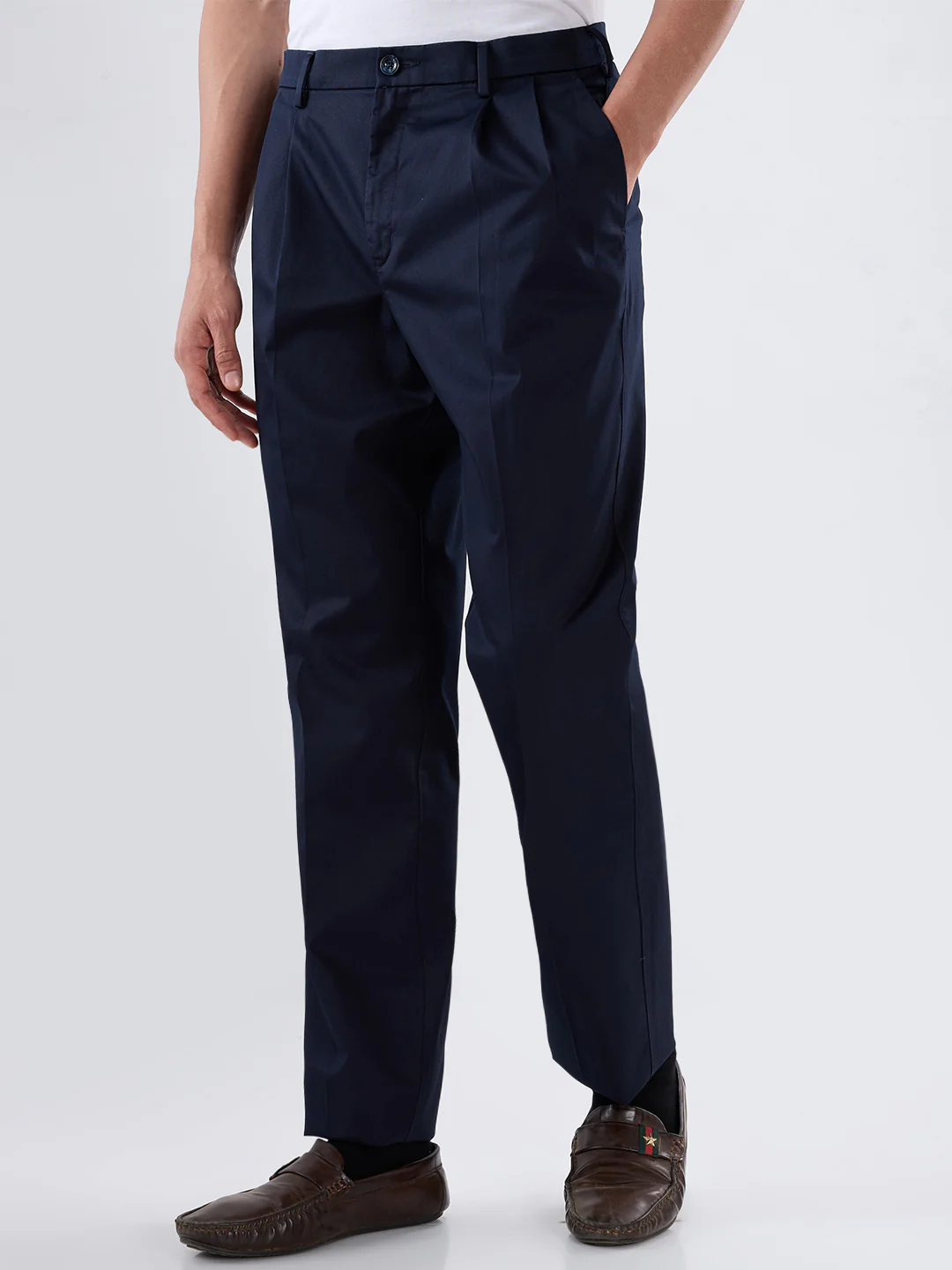 Colorplus Men Blue Comfort Fit Twill Trouser - Image 3