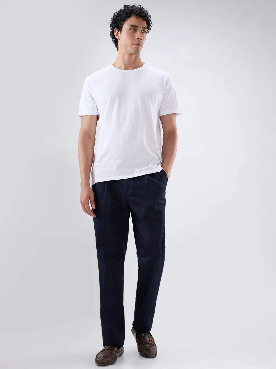 Colorplus Men Blue Comfort Fit Twill Trouser - Image 5