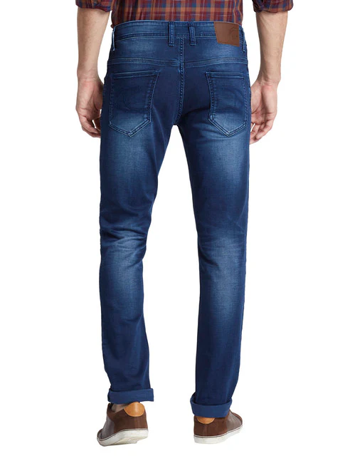 Colorplus Men Blue Cross Dyed Tapered Fit Cotton Blend Jeans - Image 4