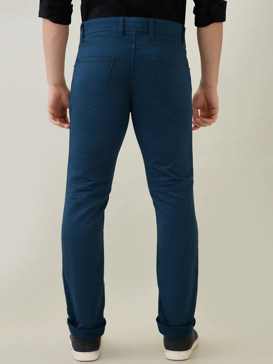 Colorplus Men Blue Dobby Regular Fit Cotton Blend Trouser - Image 4