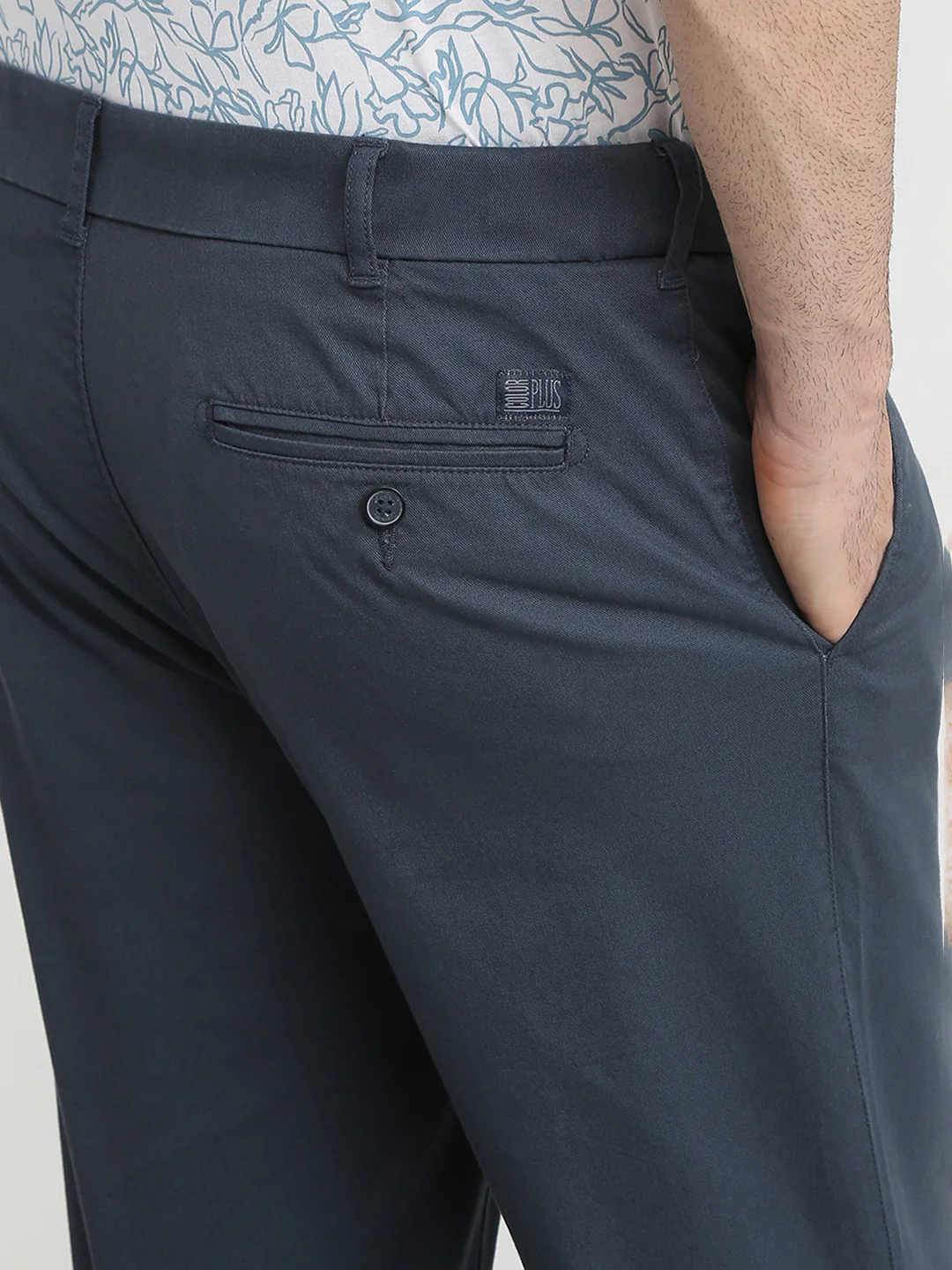 Colorplus Men Blue Dobby Slim Fit Cotton Blend Trouser - Image 13
