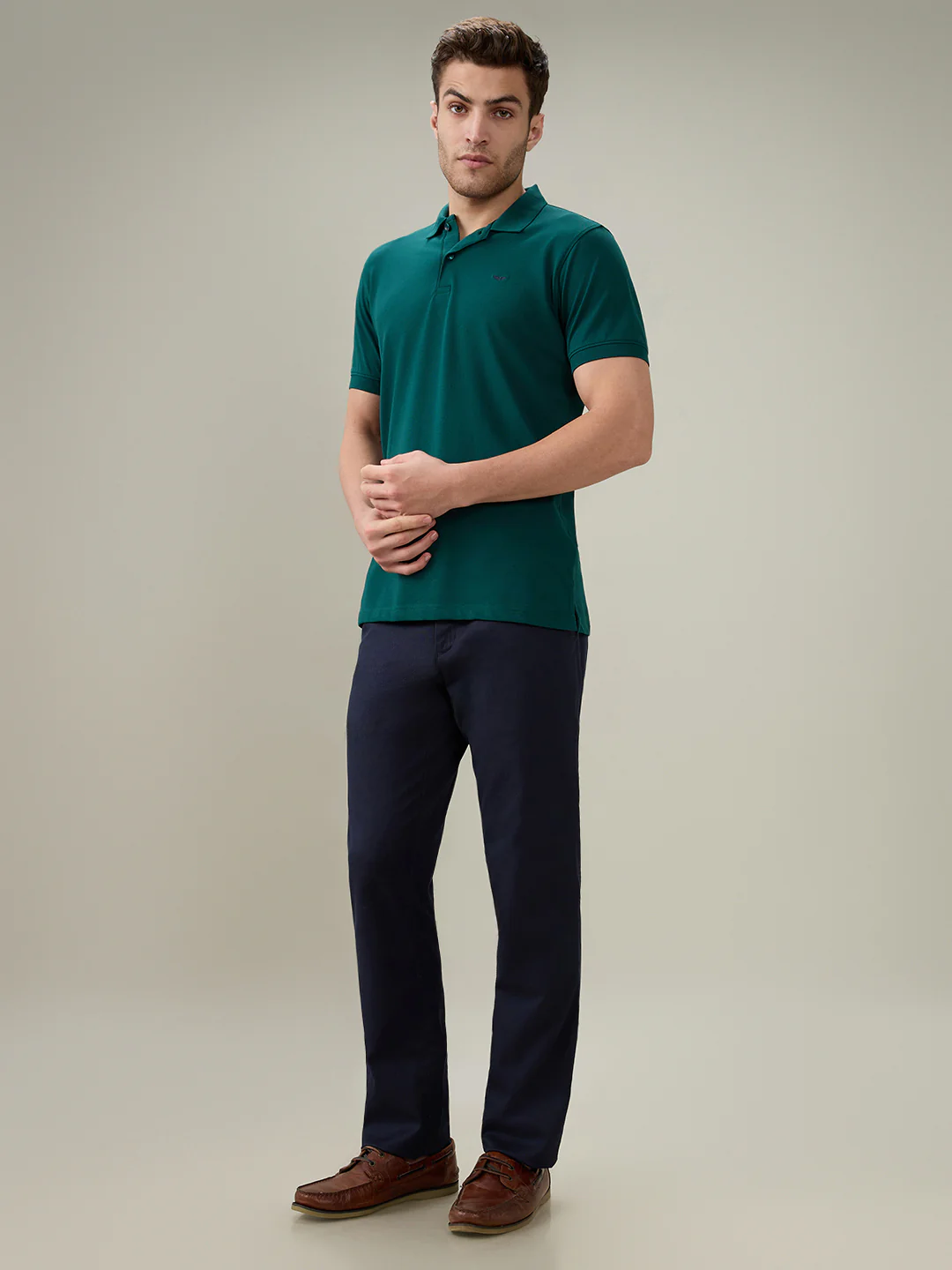 Colorplus Men Blue Dobby Slim Fit Cotton Trouser - Image 5