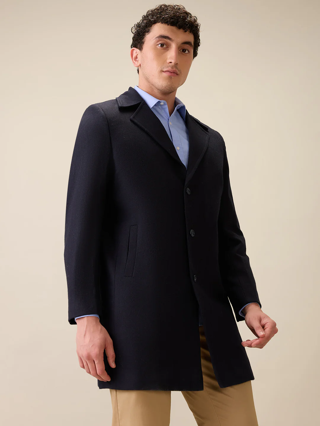 Colorplus Men Blue Herringbone Regular Fit Polyester Full Sleeve Jacket - Image 2