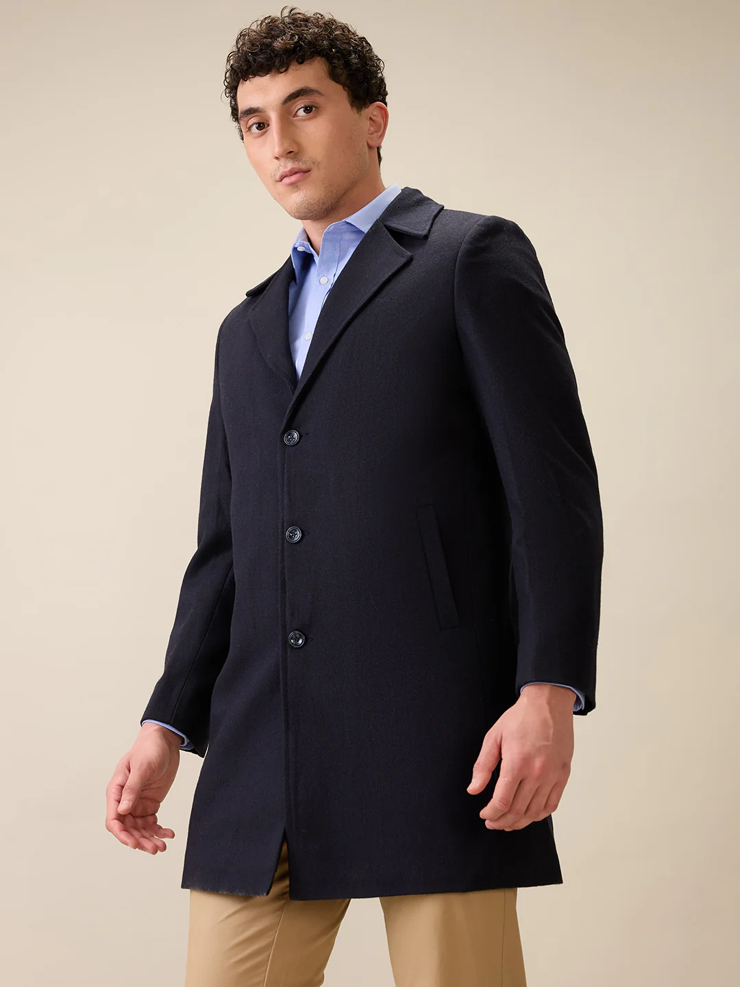 Colorplus Men Blue Herringbone Regular Fit Polyester Full Sleeve Jacket - Image 3