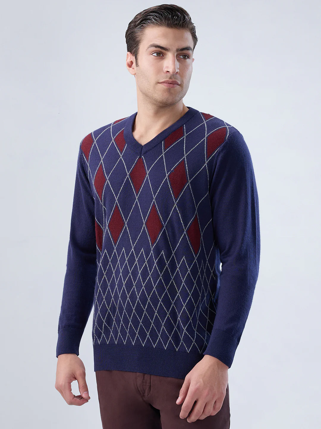 Colorplus Men Blue Jacquard Regular Fit Acrlic Blend Sweatshirt - Image 3
