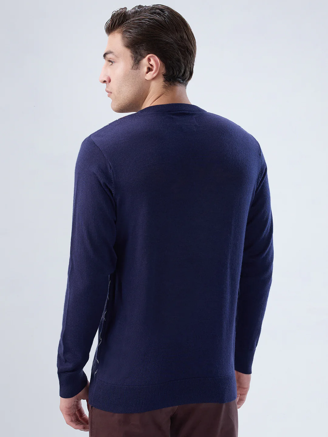 Colorplus Men Blue Jacquard Regular Fit Acrlic Blend Sweatshirt - Image 4