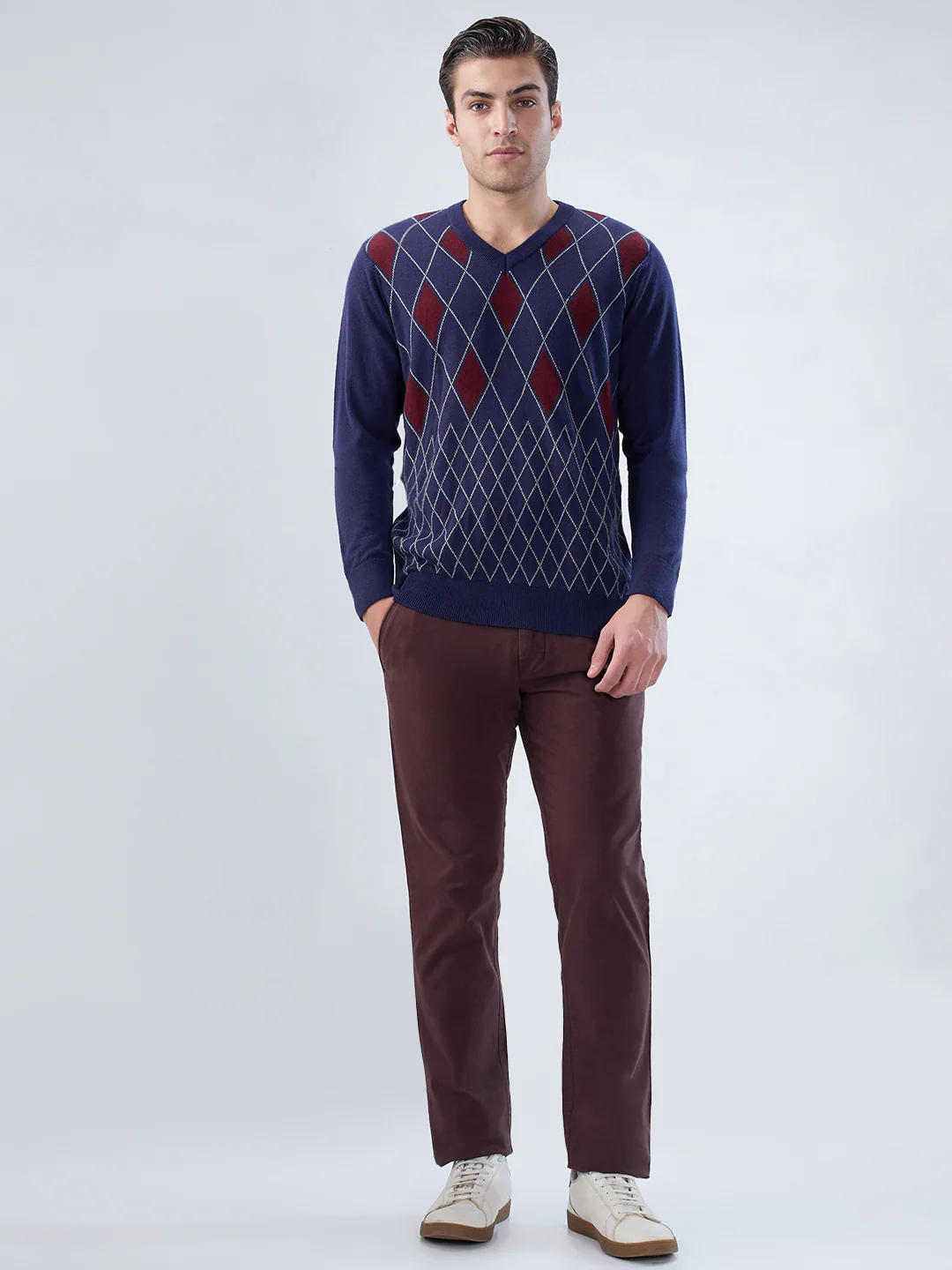 Colorplus Men Blue Jacquard Regular Fit Acrlic Blend Sweatshirt - Image 5