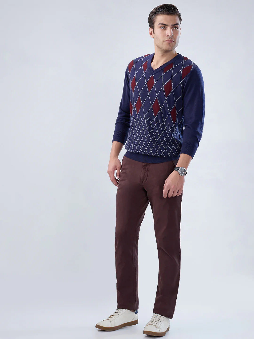 Colorplus Men Blue Jacquard Regular Fit Acrlic Blend Sweatshirt - Image 7