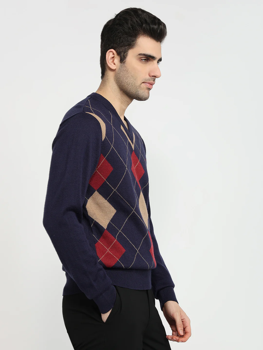 Colorplus Men Blue Jacquard Regular Fit Acrylic Blend Sweatshirt - Image 3