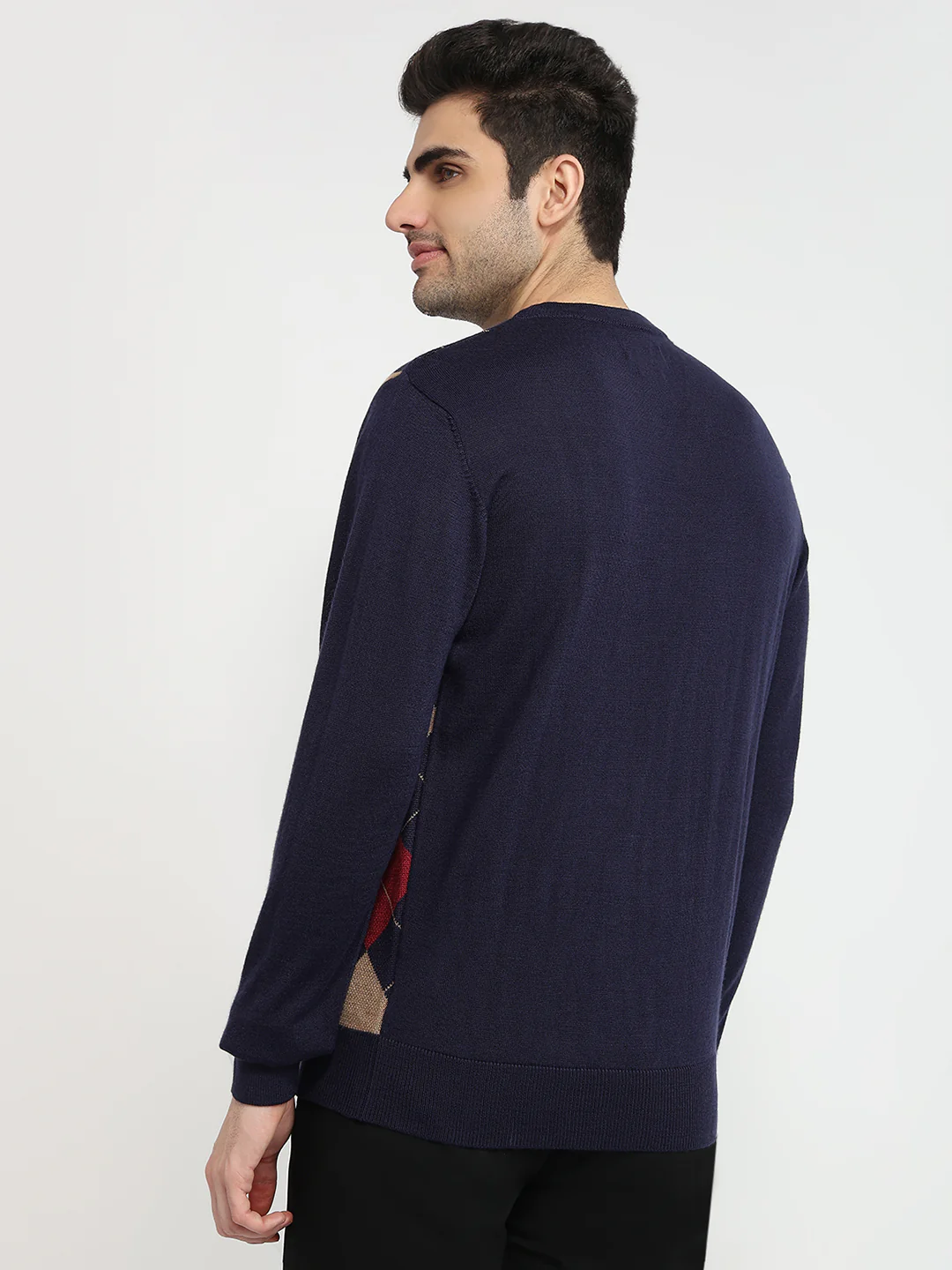 Colorplus Men Blue Jacquard Regular Fit Acrylic Blend Sweatshirt - Image 4