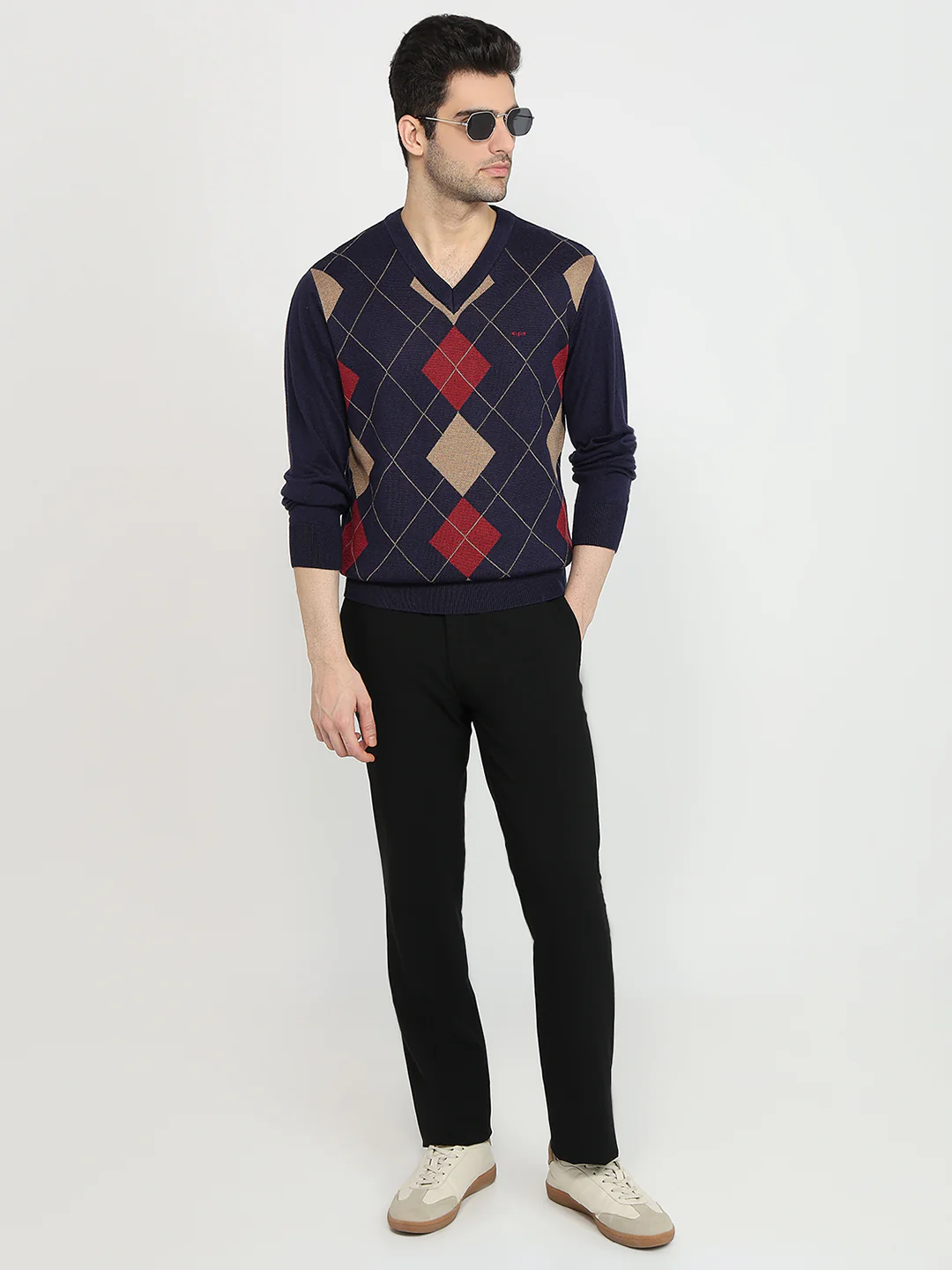 Colorplus Men Blue Jacquard Regular Fit Acrylic Blend Sweatshirt - Image 5