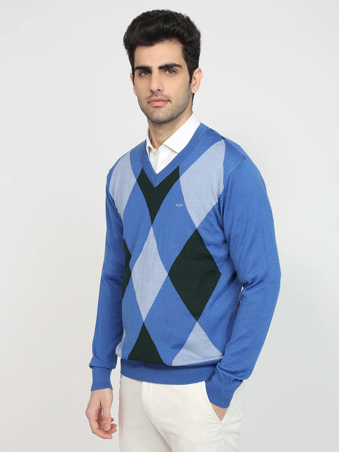 Colorplus Men Blue Jacquard Regular Fit Acrylic Blend Sweatshirt - Image 2