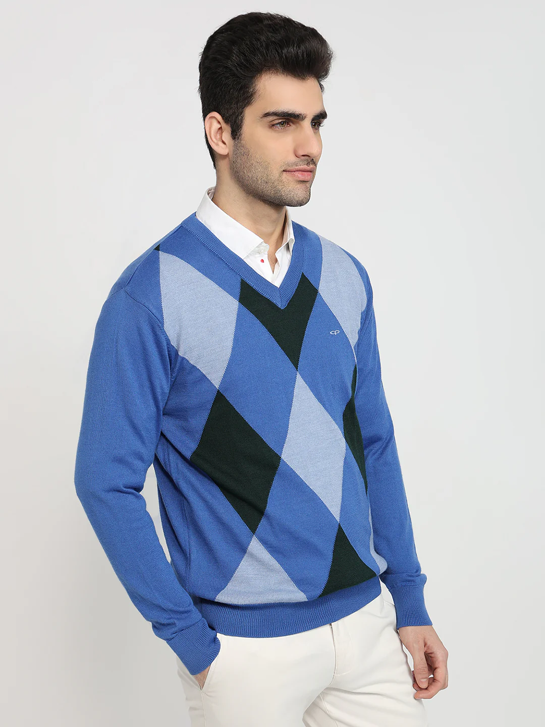 Colorplus Men Blue Jacquard Regular Fit Acrylic Blend Sweatshirt - Image 3