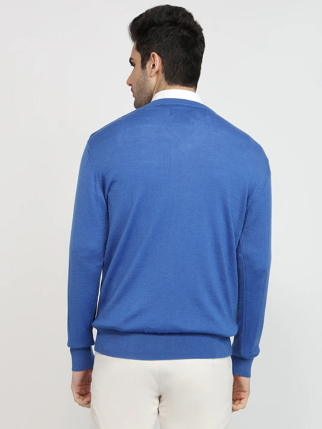 Colorplus Men Blue Jacquard Regular Fit Acrylic Blend Sweatshirt - Image 4