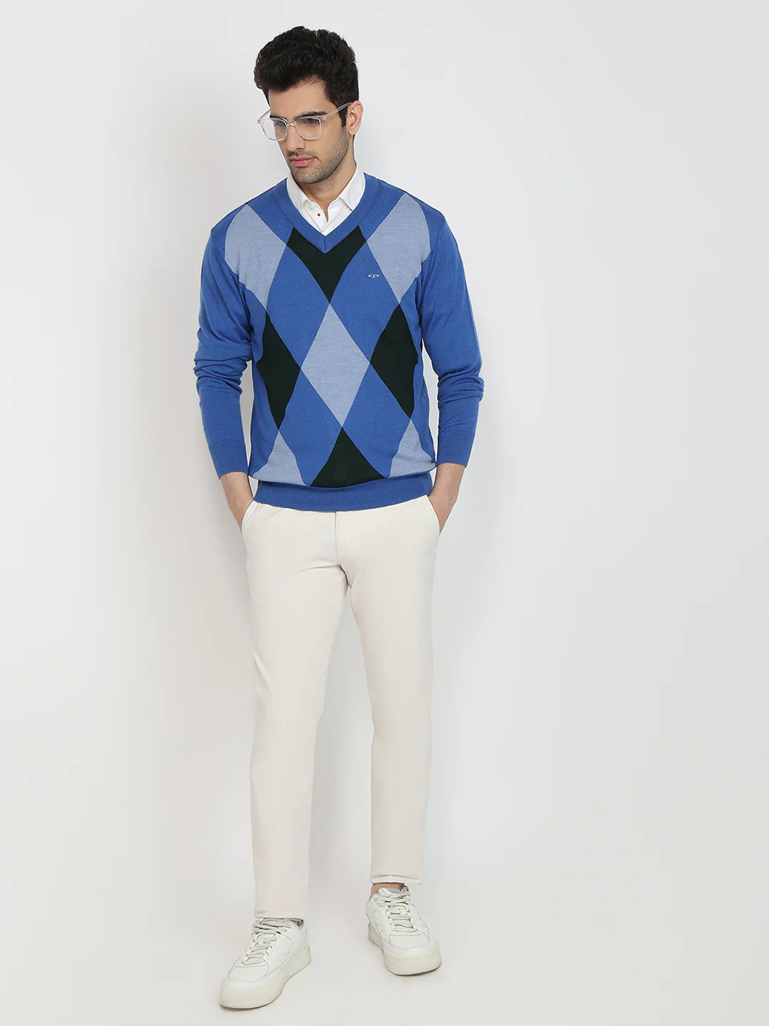 Colorplus Men Blue Jacquard Regular Fit Acrylic Blend Sweatshirt - Image 5