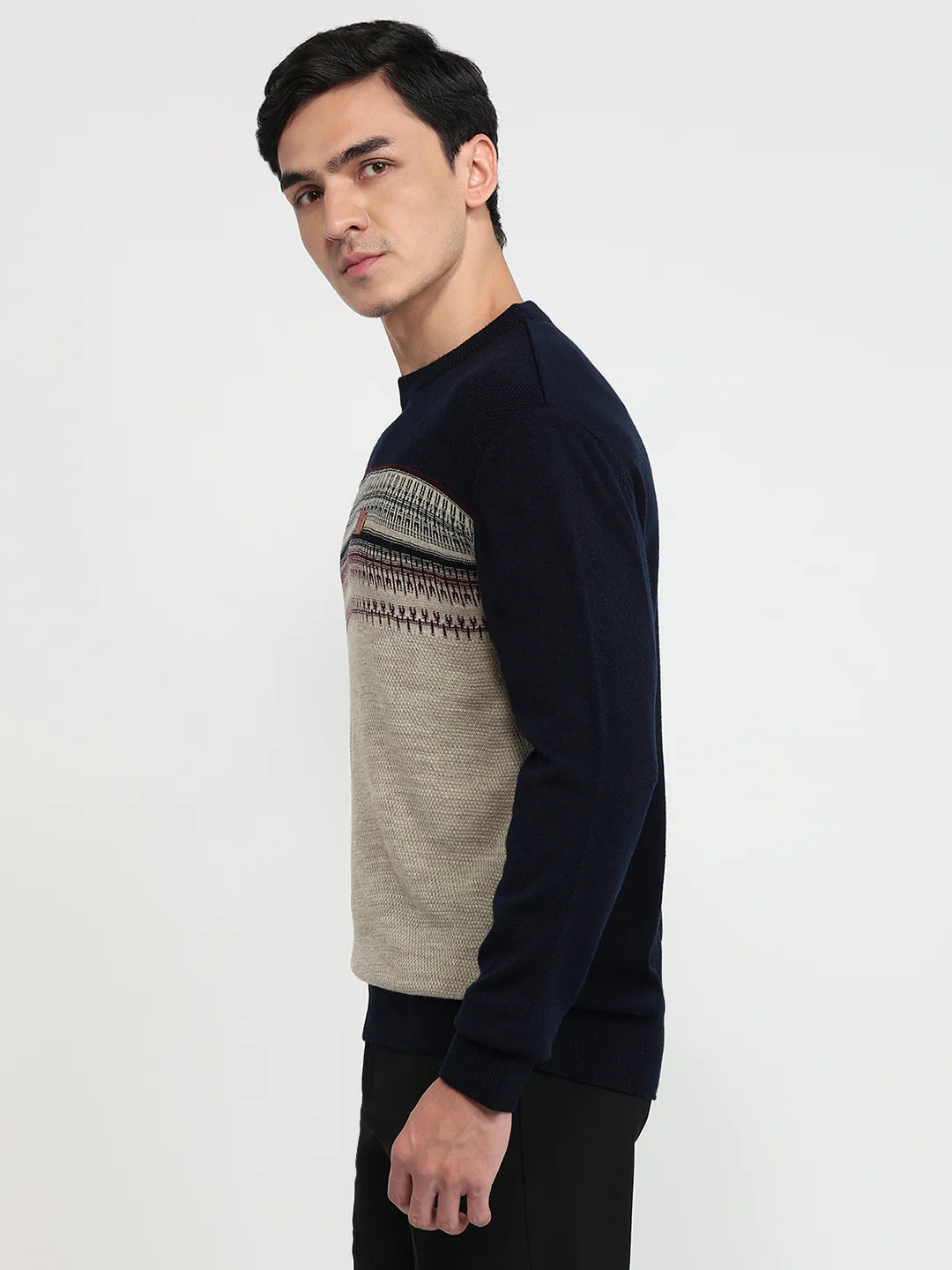 Colorplus Men Blue Jacquard Regular Fit Acrylic Sweatshirt - Image 2