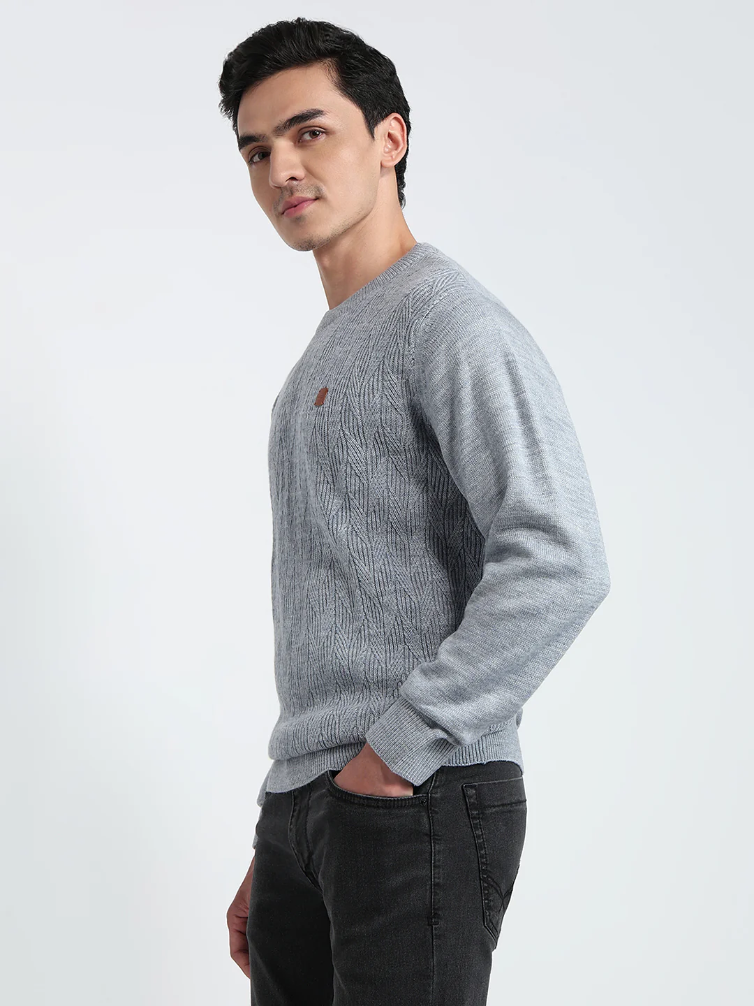 Colorplus Men Blue Jacquard Regular Fit Acrylic Sweatshirt - Image 2