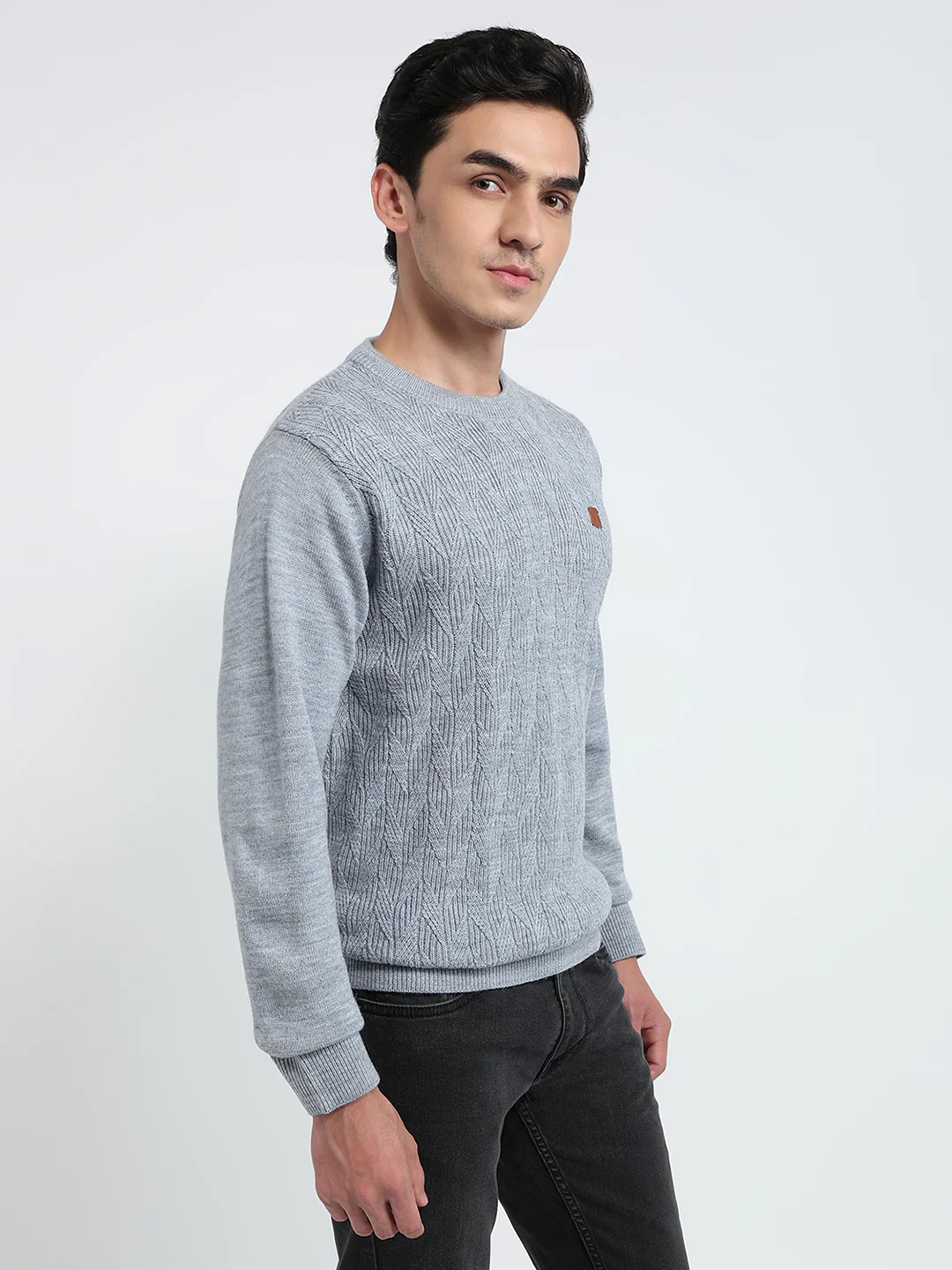 Colorplus Men Blue Jacquard Regular Fit Acrylic Sweatshirt - Image 3
