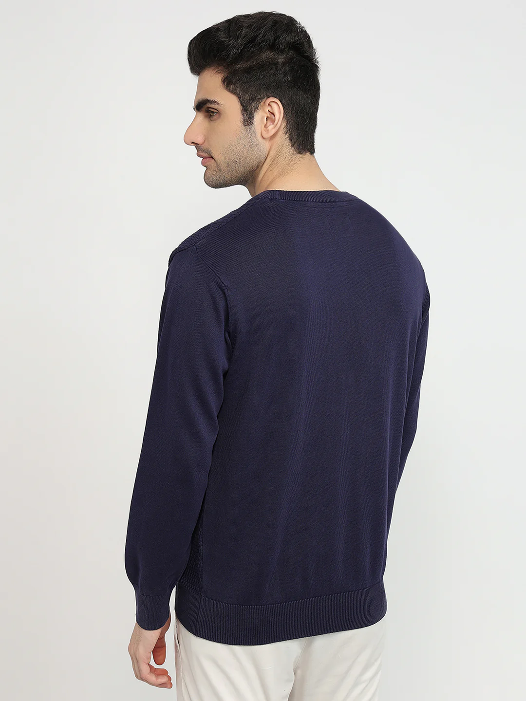 Colorplus Men Blue Jacquard Regular Fit Cotton Sweatshirt - Image 4