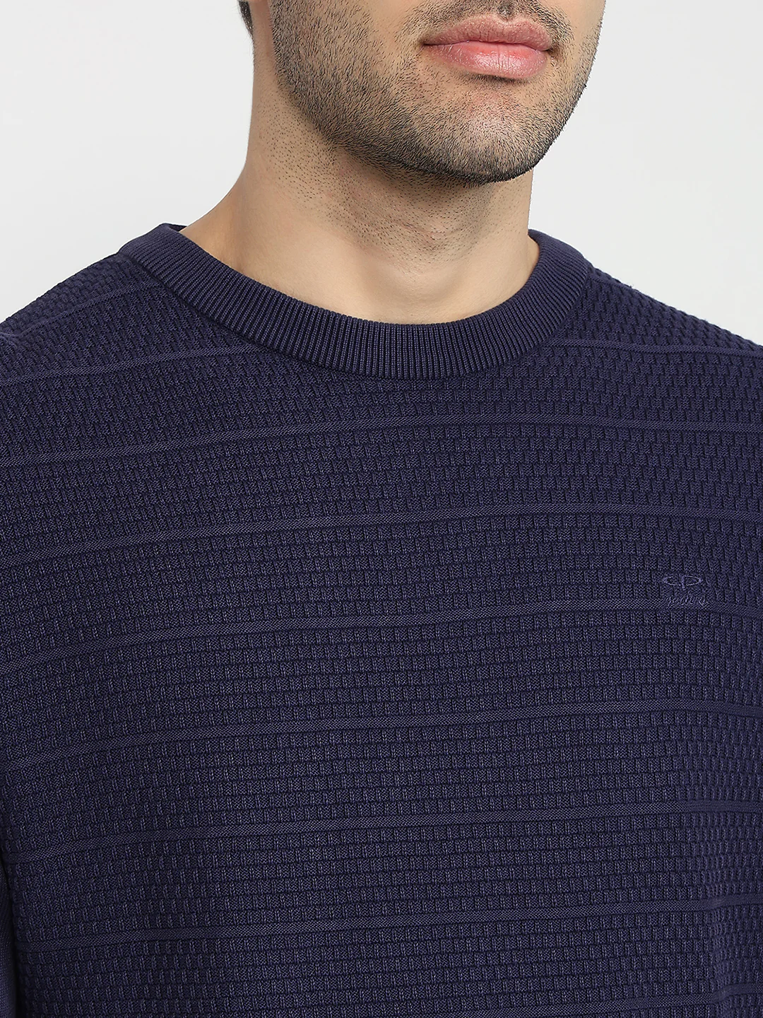 Colorplus Men Blue Jacquard Regular Fit Cotton Sweatshirt - Image 6